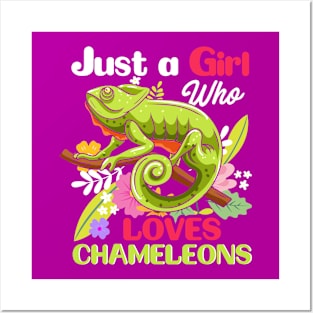 Just A Girl Who Loves Chameleons Chameleon Floral Posters and Art